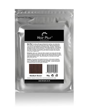 Load image into Gallery viewer, Hair Plus Medium Brown Hair Fibre Refill Bag 25g, 50g,100g, 150g,300g,600g