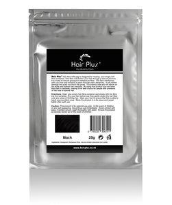 Hair Plus Black Hair Fibre Refill Bag 25g, 50g,100g, 150g,300g,600g