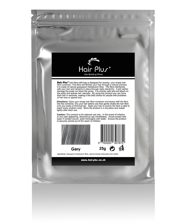 Hair Plus Grey Hair Fibre Refill Bag 25g, 50g,100g, 150g,300g,600g
